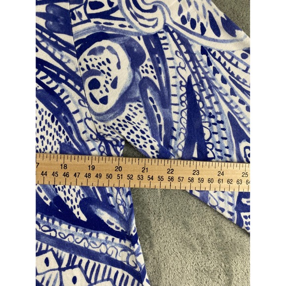 Chicos Tunic Top Blue White Paisley Print Asymmetrical Hem Women Size 2 - Picture 7 of 11